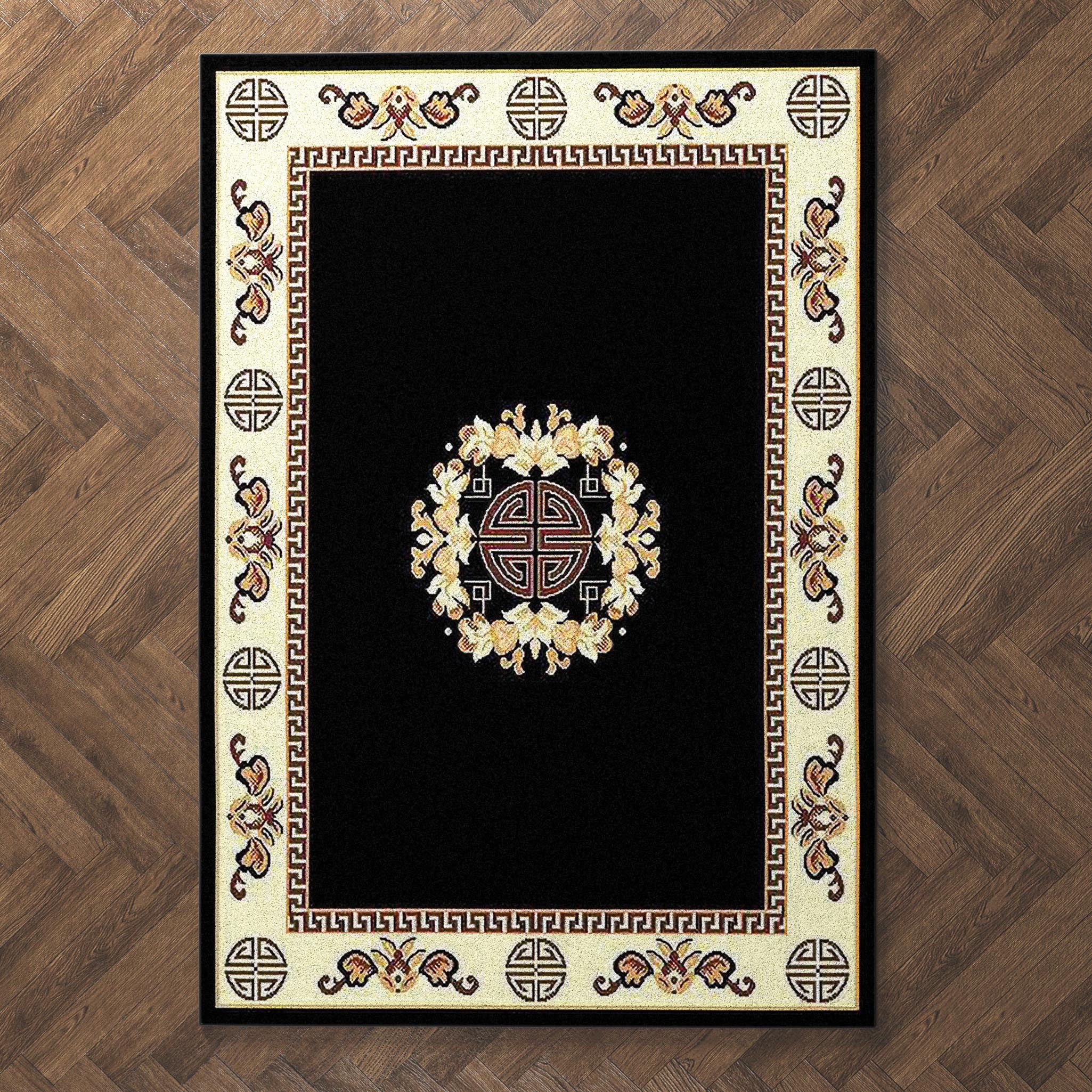 Taj Mahal Black Area Rug 8' x 10' $159