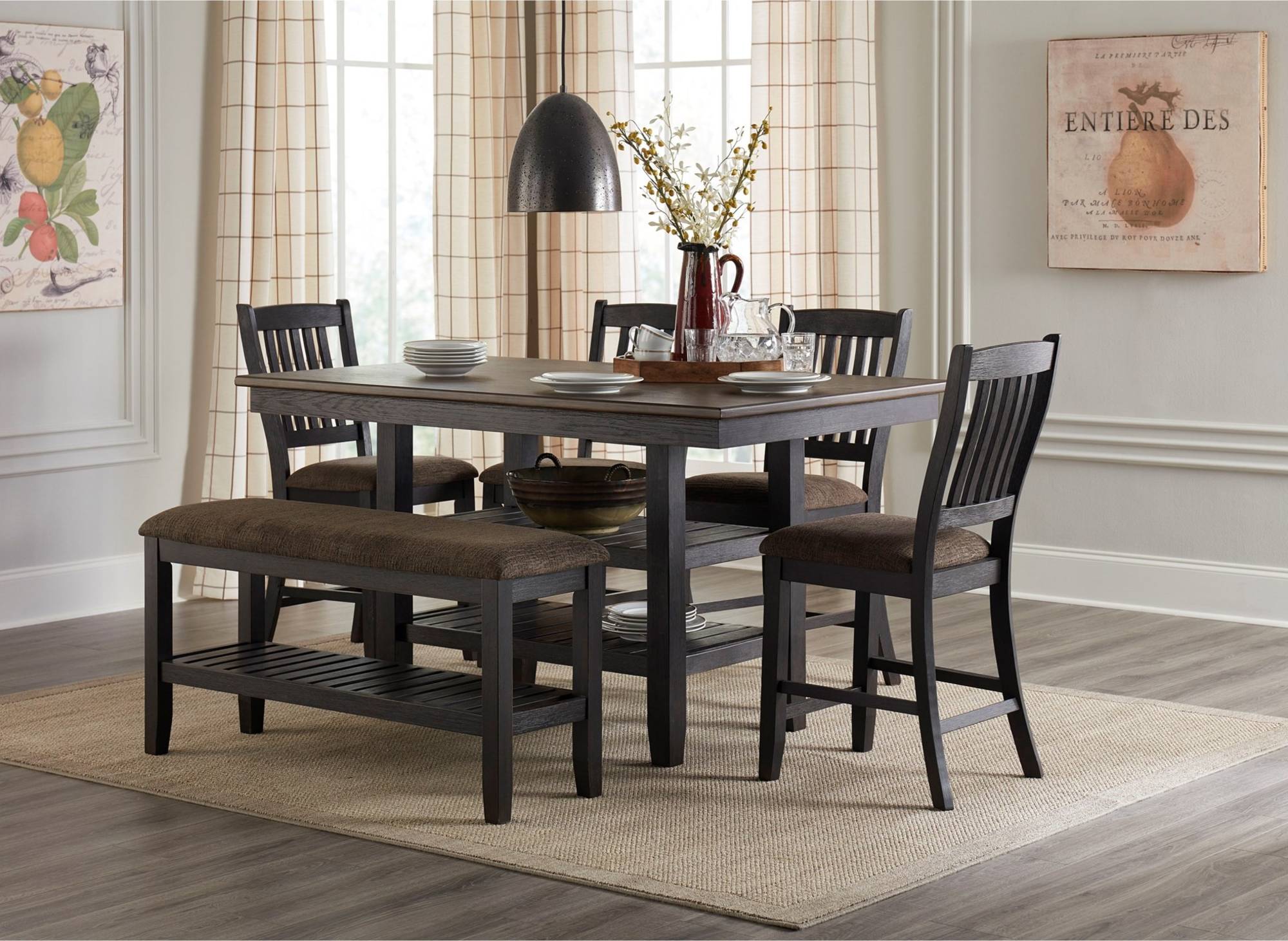 8639 6-Piece Dining Set - Table, Bench & 4 Chairs $995.99