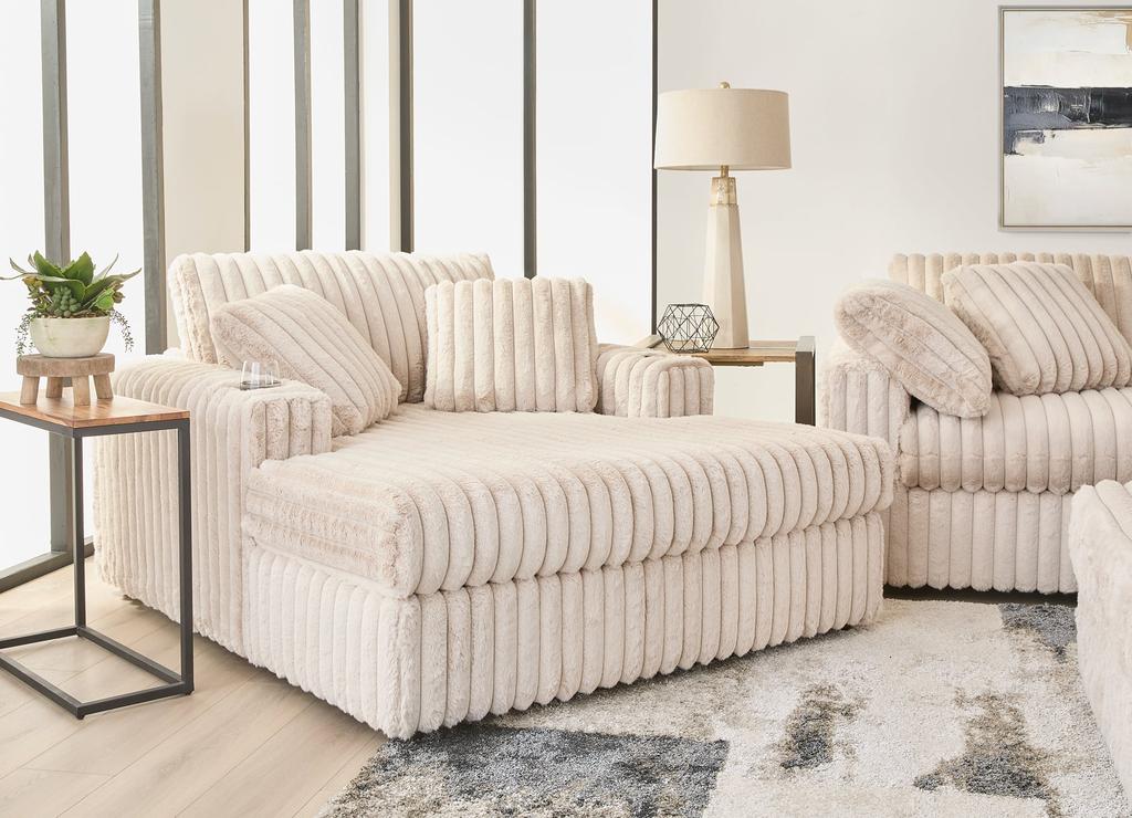 24550 Teddy Bear Champagne Theater Chaise Sofa $695