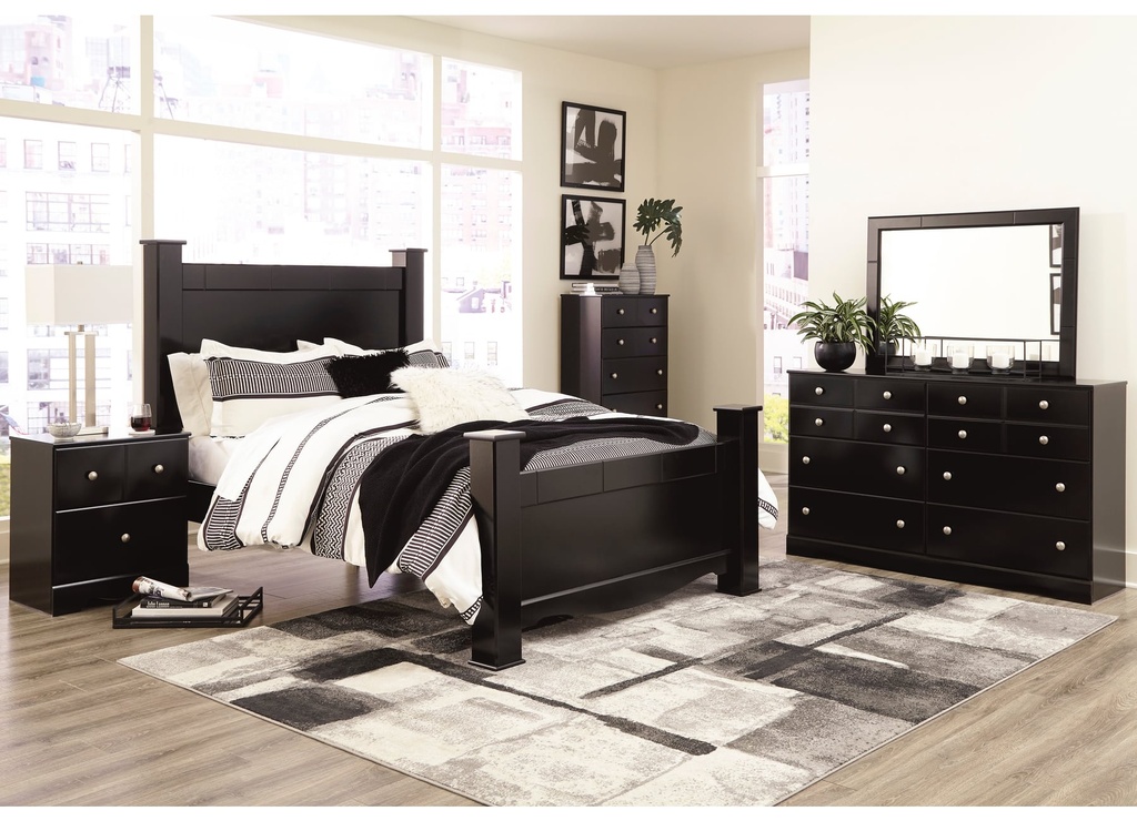 2711 King Poster Bed, Dresser, Mirror, Chest, and 2 Nightstands $1805