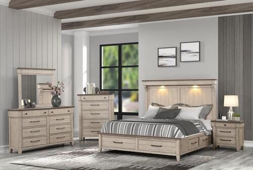 8494 Two Tone Storage Drawers LED/USB Queen Bedroom Set $1995