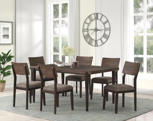 8661 Black/Brown Rectangle Dining Collection 7 Pc Set-Table-6 Chairs $799