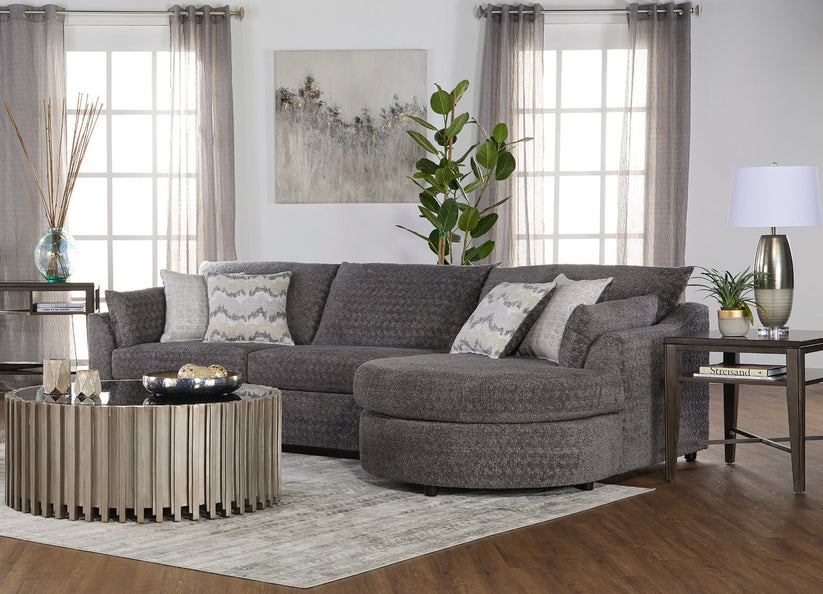 13900 Shadow Gray Rounded Chaise Sectional $1195